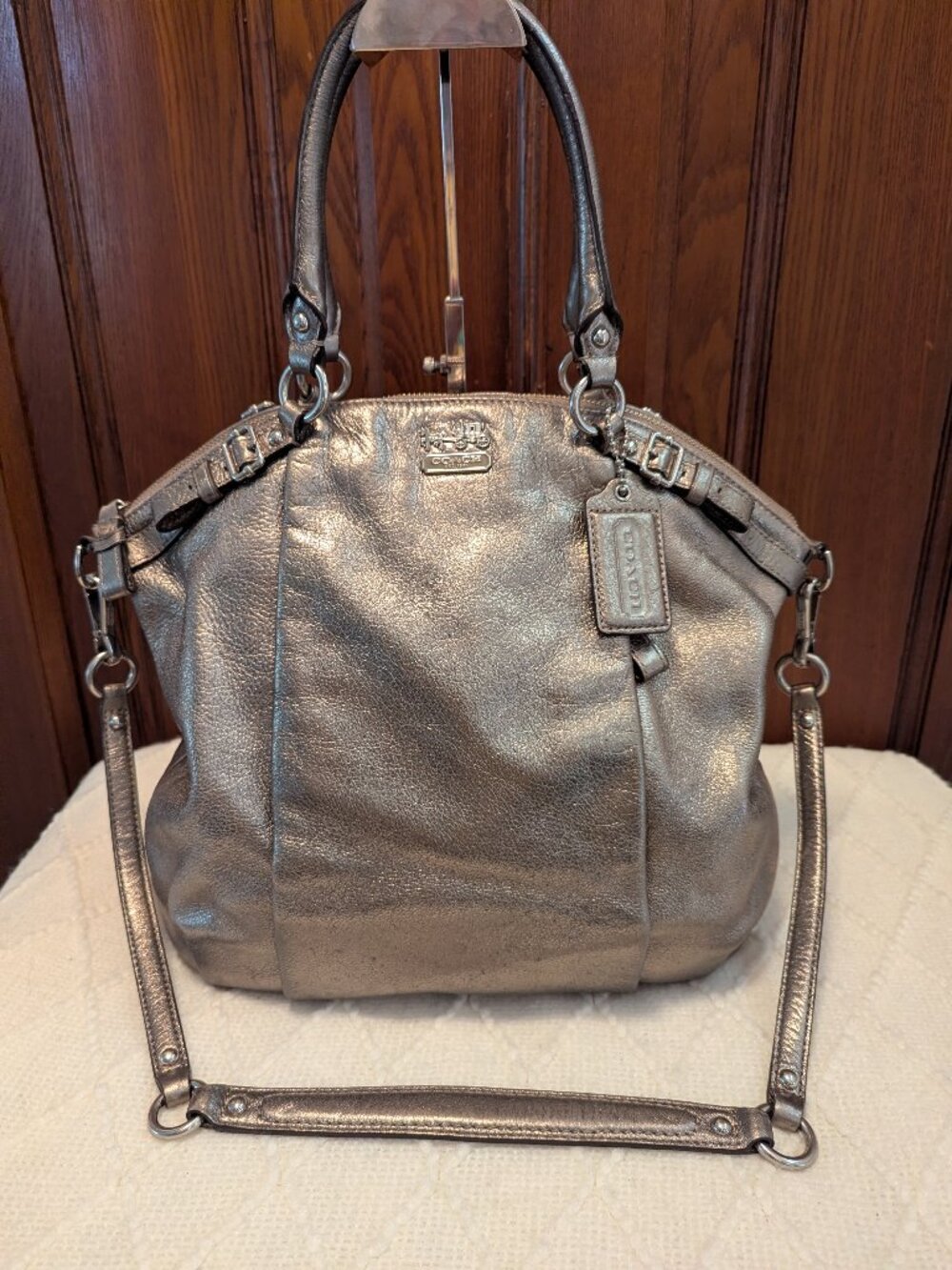 Coach 18815 Gold Metallic Leather Hobo Bag